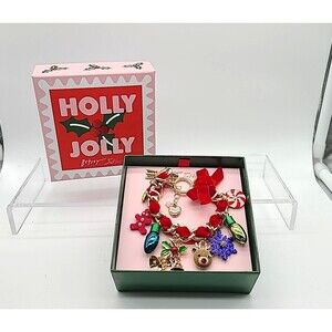 Betsy Johnson ~Santa Baby ~ Charm Bow Christmas Bracelet ~ New in Box Maximalist